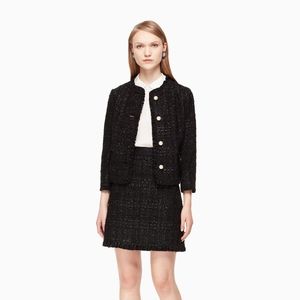 NWT Kate Spade Sparkle Tweed Jacket in Black, Size 0